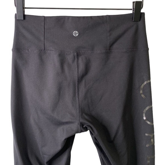 Manduka Core Strong Script Black Yoga High Waist Leggings Full Length Pocket - Picture 7 of 14